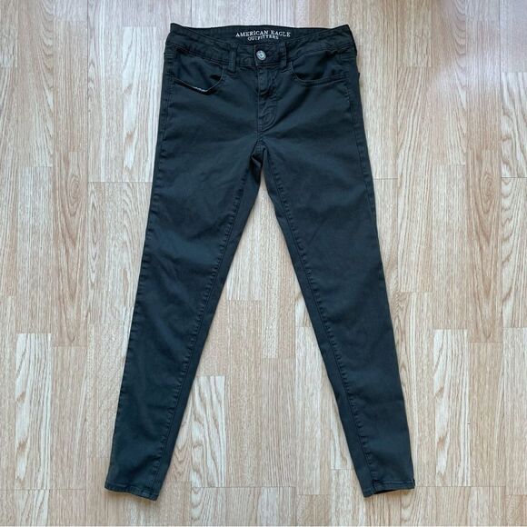 American Eagle Dark Grey/Green Jeggings - Size: 6 Regular - Picture 8 of 9